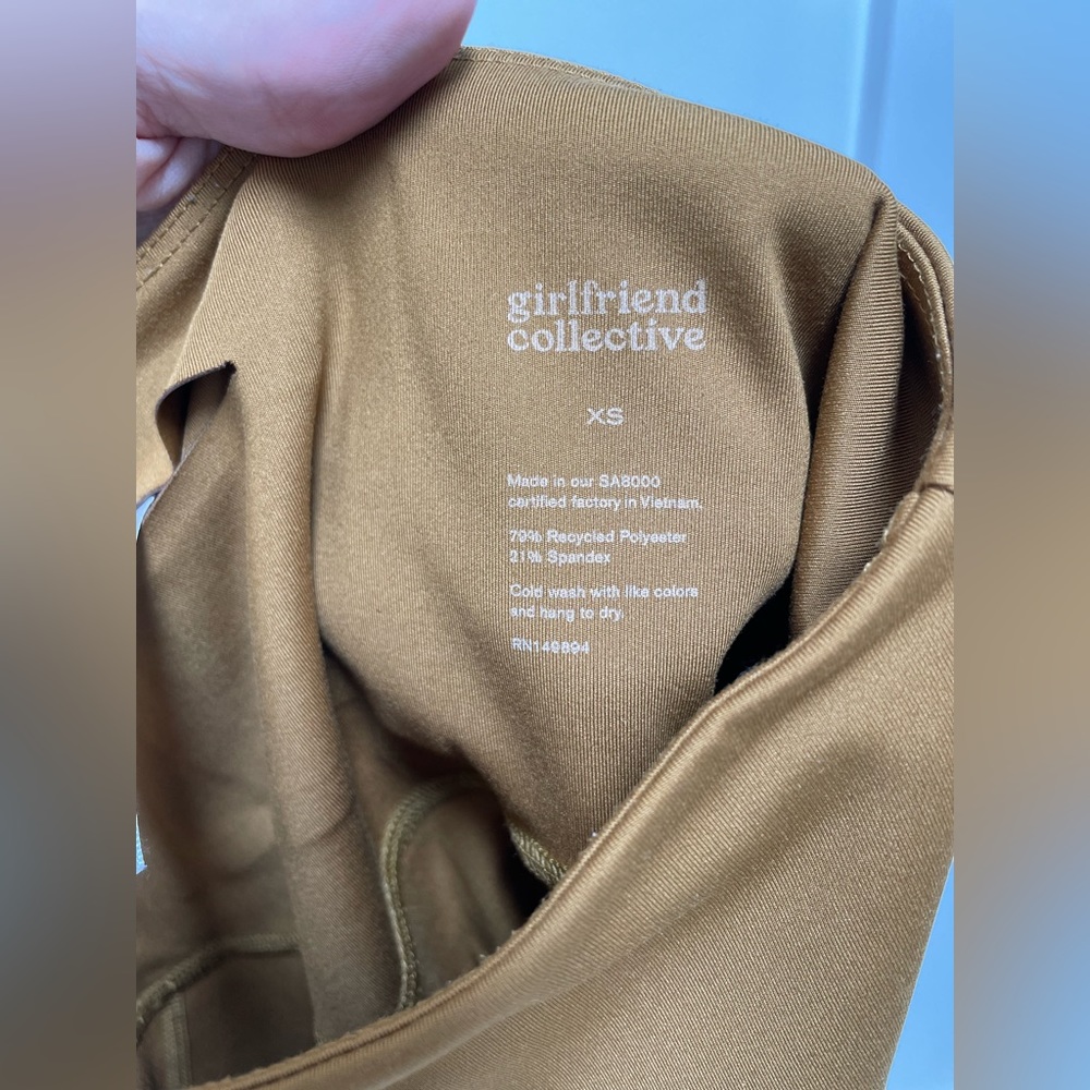 GIRLFRIEND COLLECTIVE High Rise Classic Compressive Leggings in Saddle Size XS - Picture 7 of 8